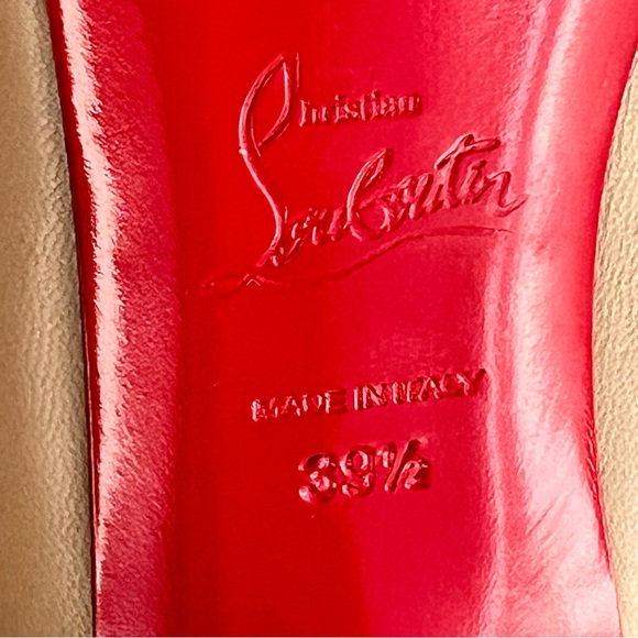 Christian Louboutin Nude with Red Peep Toe Pumps size 9.5 - Picture 3 of 12